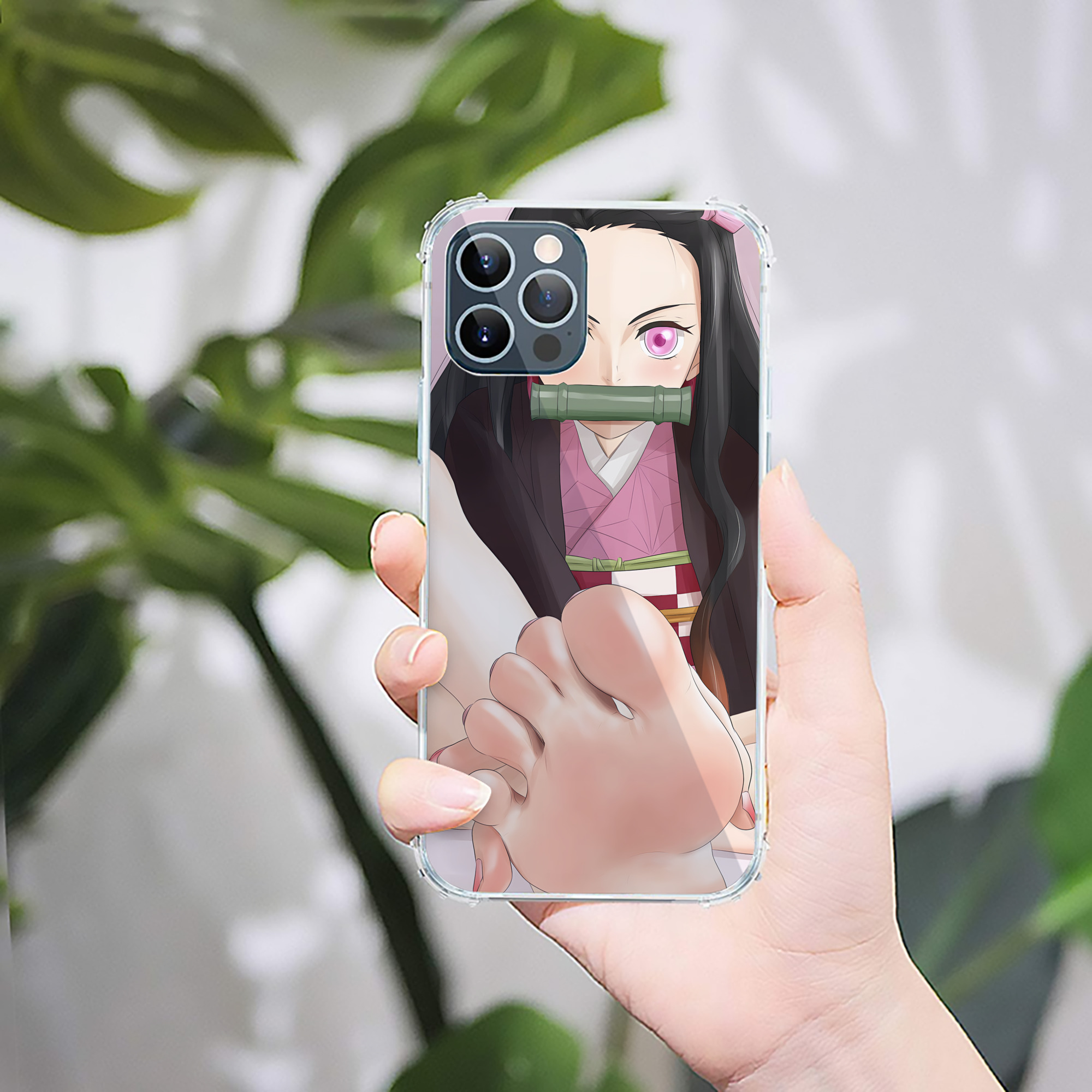 （画像用） 鬼滅の刃（きめつのやいば）竈門 禰󠄀豆子／かまど ねずこ Kamado Nezuko 【iPhone 12シリーズ対応】透明スマホケース（クリアソフトケース）